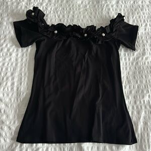 NWOT Dorothy Perkins off the shoulder pearl embroidered t shirt top sz 4